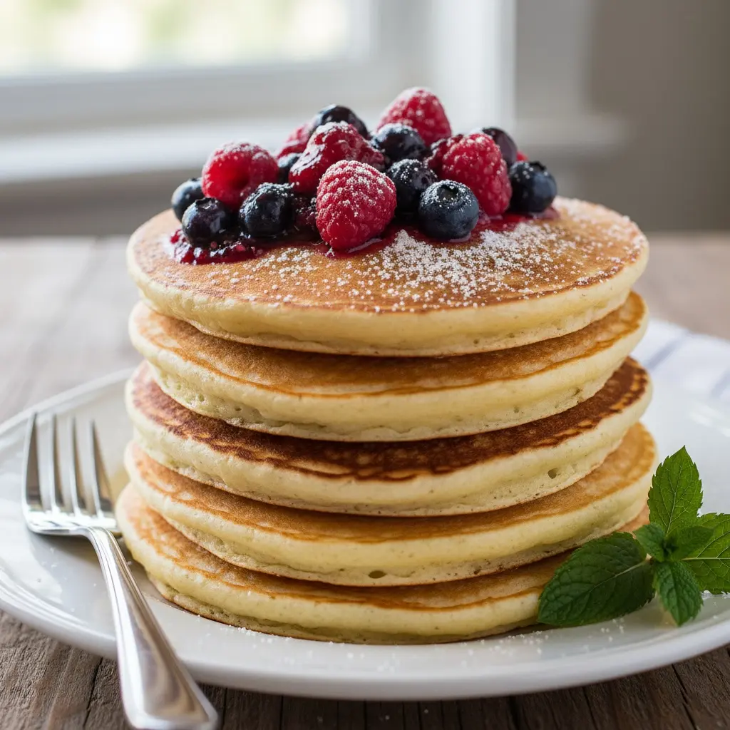 Almond Flour Pancakes with Berry Compote