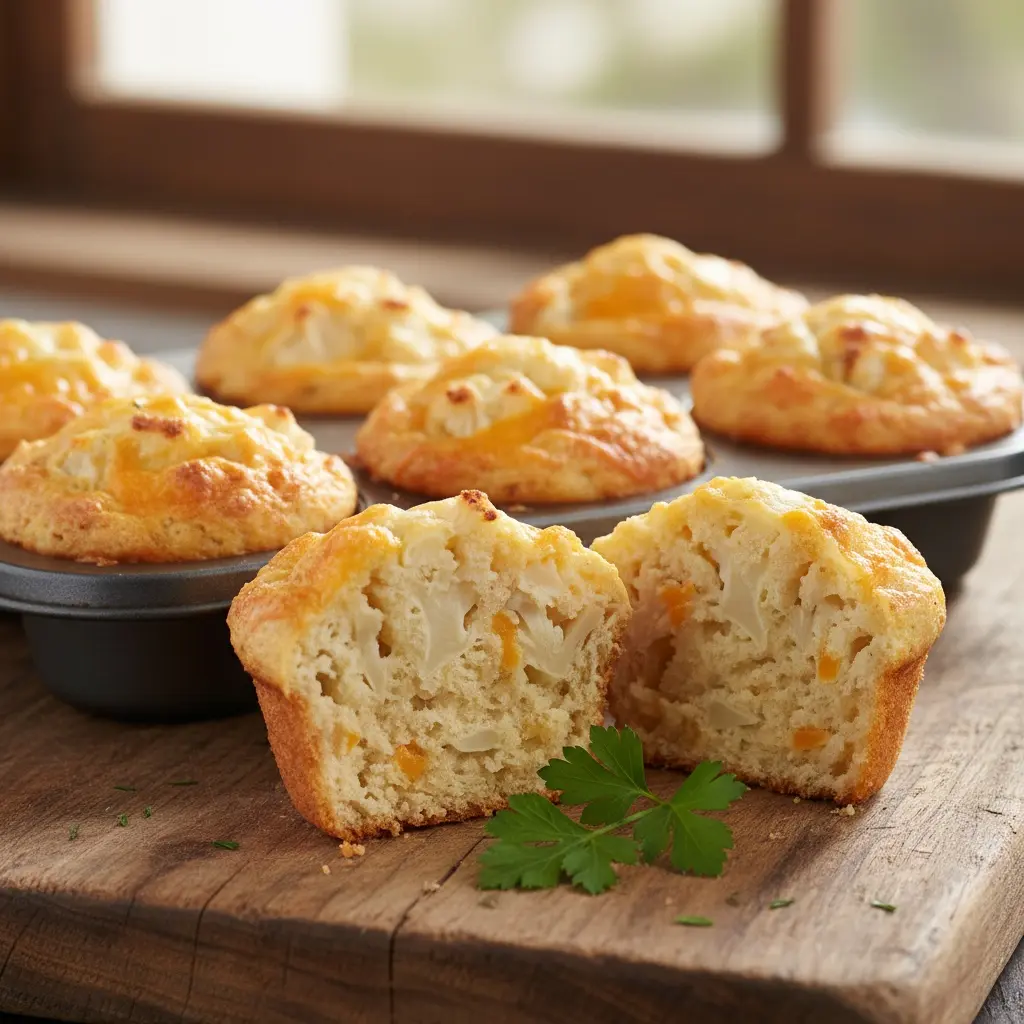 Cheesy Cauliflower Breakfast Muffins