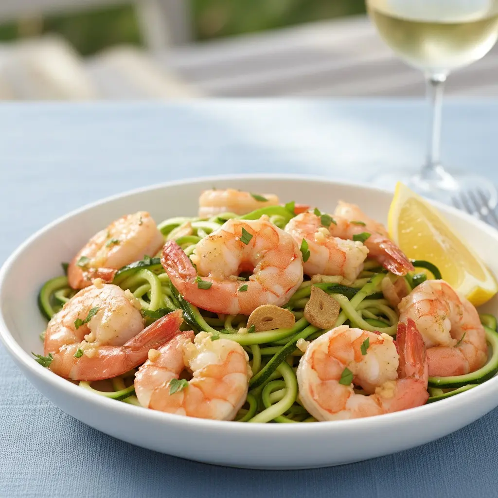 Garlic Butter Shrimp with Zucchini Ribbons