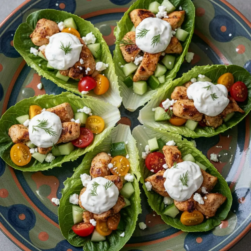Greek Chicken Lettuce Cups