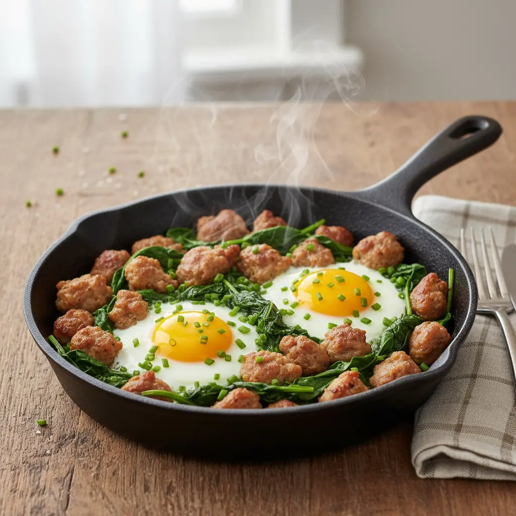 Sausage and Spinach Breakfast Skillet