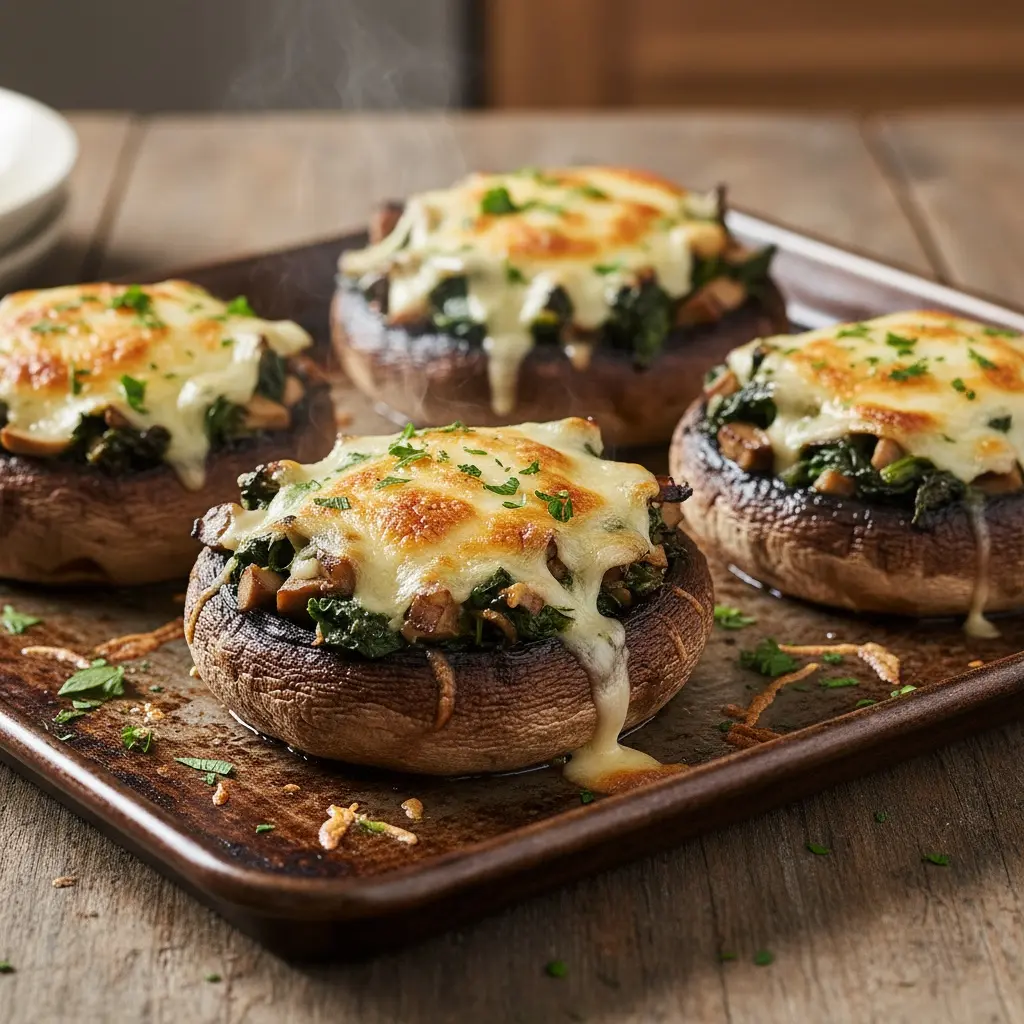 Spinach and Mushroom Stuffed Portobellos